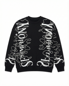 Men's Oversize Black Sweatshirt With White Print
