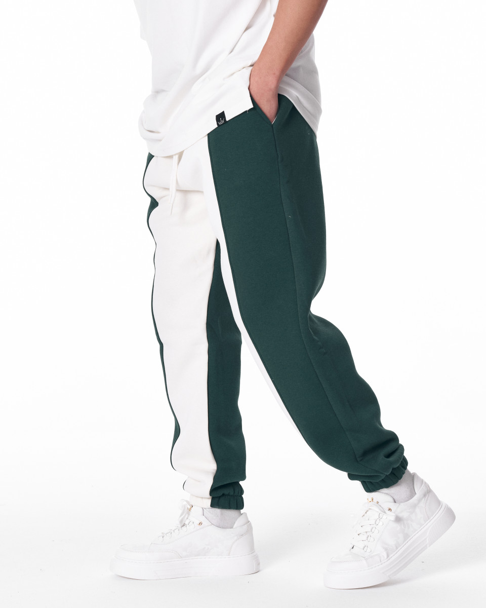 Men's Khaki-White Color With Elastic Cuffs Oversize Jogger