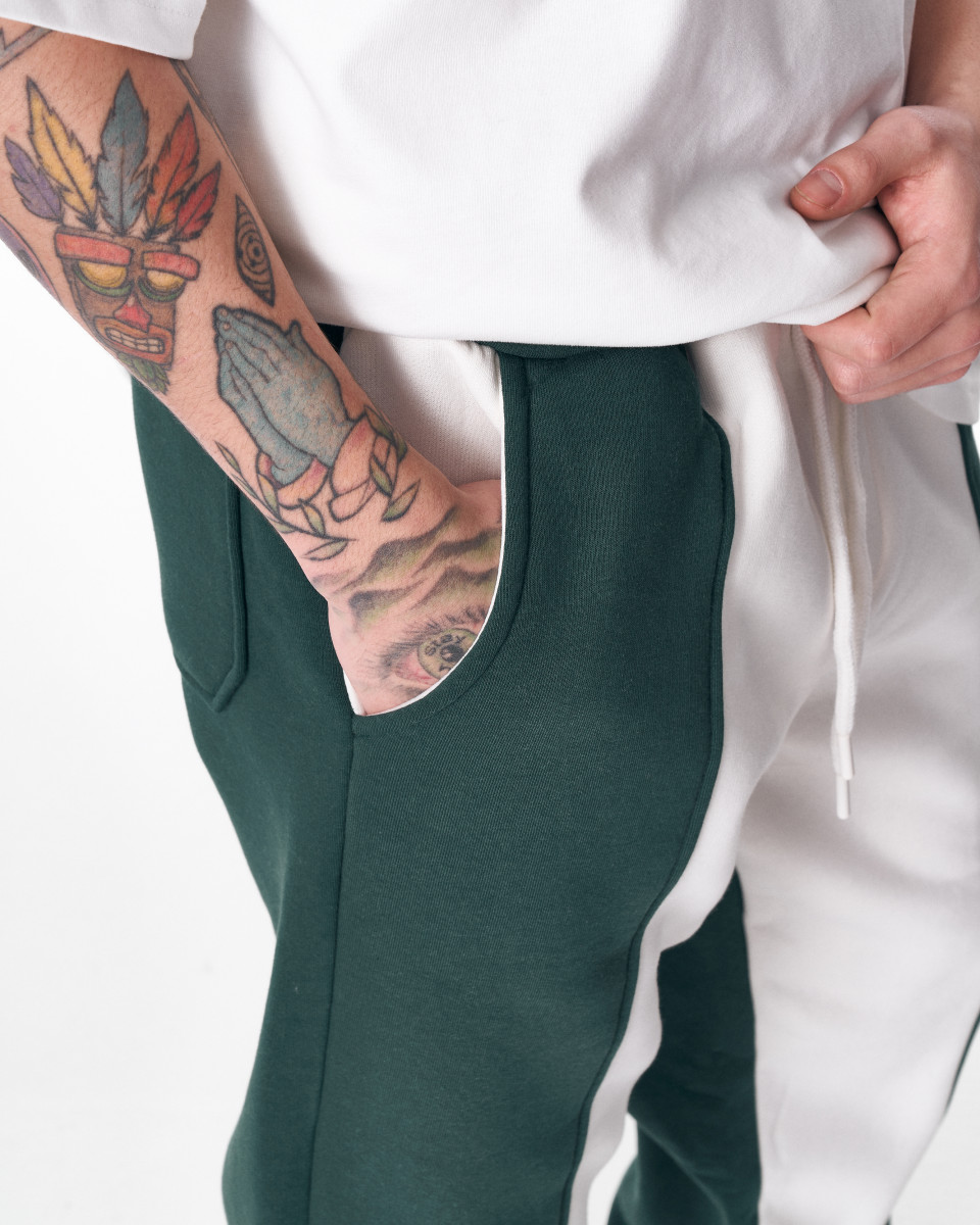 Men's Khaki-White Color With Elastic Cuffs Oversize Jogger