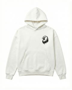 Men's Oversize White Hoodie With Eagle Print