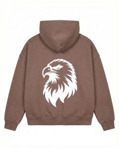 Men's Oversize Brown Hoodie With Eagle Print