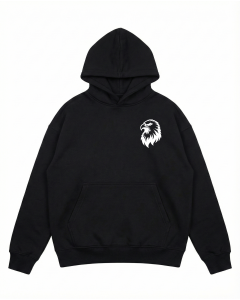 Men's Oversize Black Hoodie With Eagle Print
